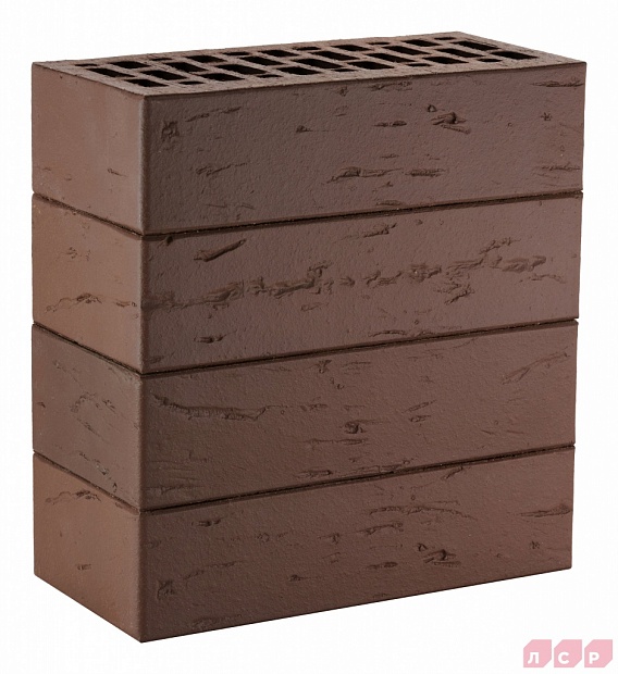 Кирпич лицевой пустотелый Тёмно-коричневый Рустик 250x120x65, ЛСР