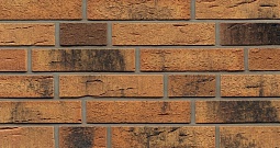 Клинкерная фасадная плитка Nolani, пестрая обожженная, "структура формбек" угольный нагар 240х9х52