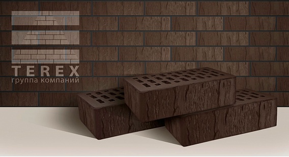 Кирпич лицевой пустотелый Какао Шале 250x120x65, TEREX