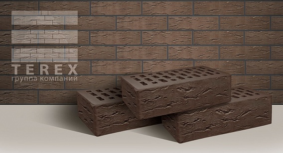Кирпич лицевой пустотелый Мокко Рустик 250x120x65, TEREX