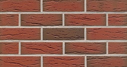 Клинкерная фасадная плитка "ardor mana" , красная пестрая, "рустикаль", с отделкой под шагрень 240х9х52